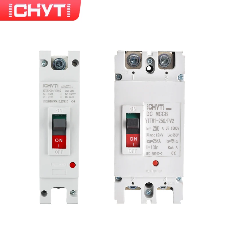 

CHYT Бесплатная доставка фотосессия/PV2 DC MCCB 1P 2P 250V 550V 250A 25kA Solar PV C Curve Switch Литой чехол автоматический выключатель