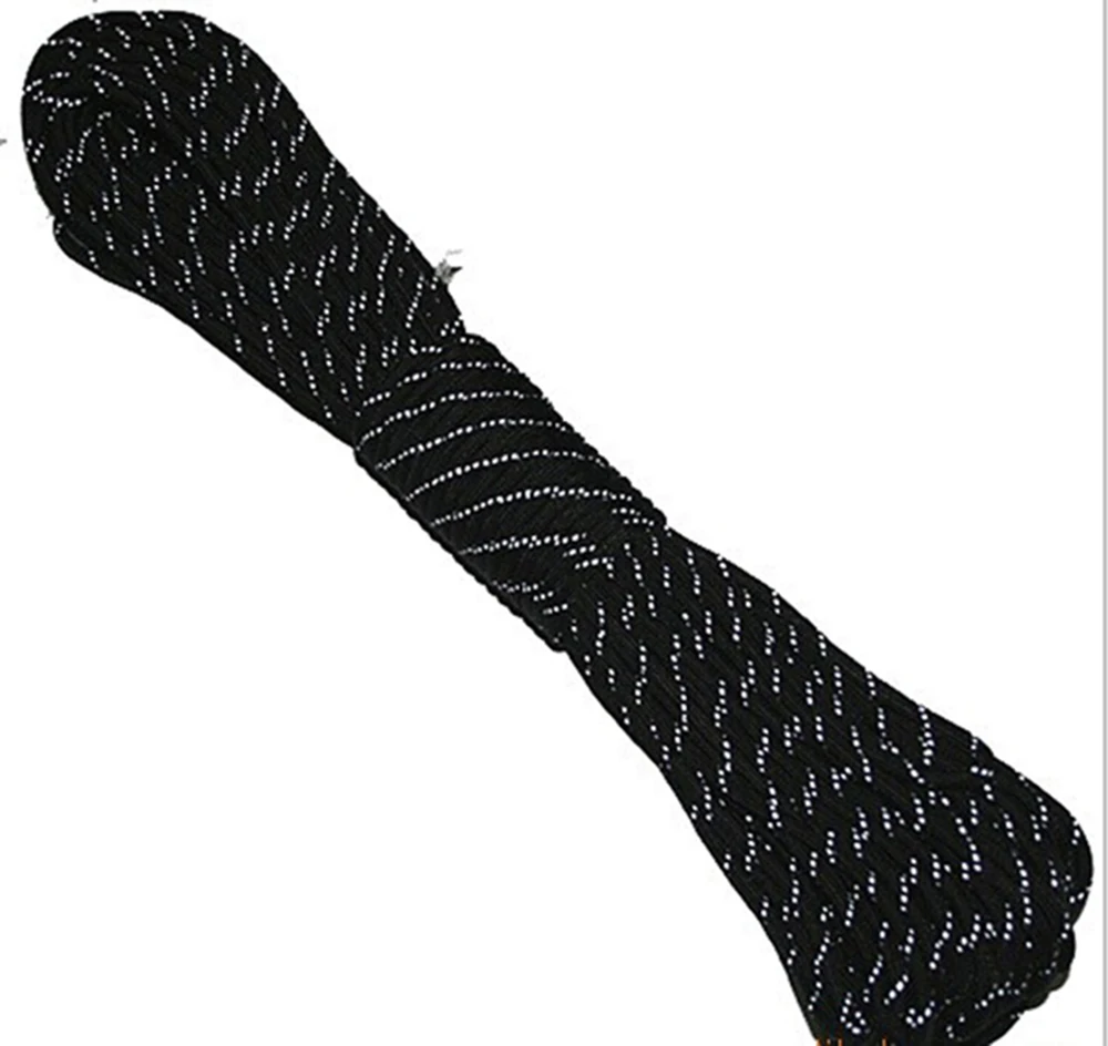 1PCS New Reflective Material 7 Core 100FT Reflective Parachute Cord Lanyard Paracord For Buckles Bracelet  12 Colors