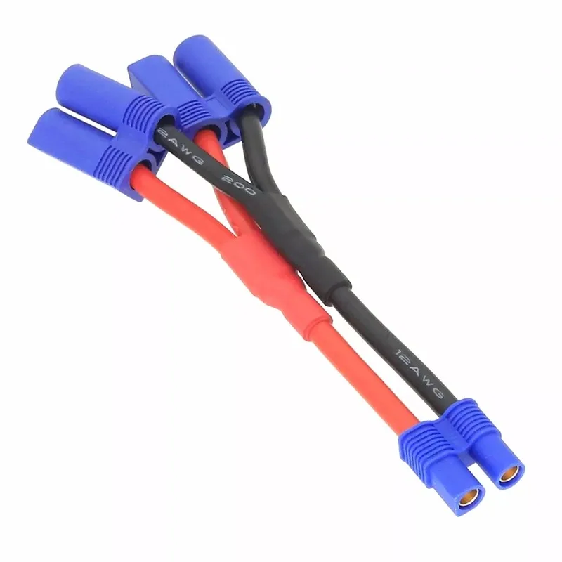 1/2 Pcs  2 EC5 Male Plug to 1 EC3 Female Connector Parallel Wire Charge Cable 12awg 10cm for RC Charger Motor ESC
