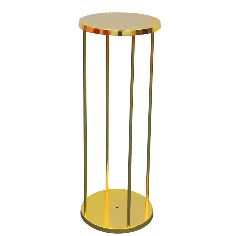 Gold Pedestal Stand for Party Cylindrical Flower Stand for Centerpieces Versatile Metal Display for Wedding Parties Decoration