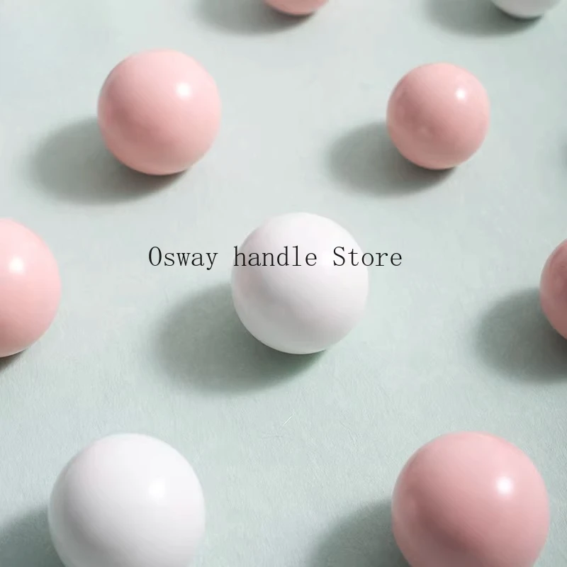 Girly style light luxury simple pink white ceramic handle wardrobe door shoe cabinet drawer spherical small handle