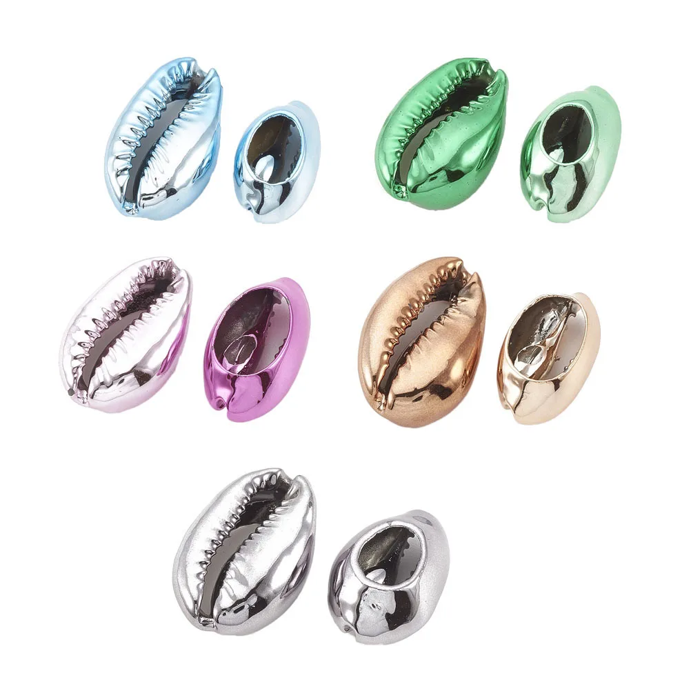 

100 Pcs Metal Shell Pendant Craft Making Bracelet Tool DIY Jewelry Accessories Shells Electroplated Beads Cowrie Seashells