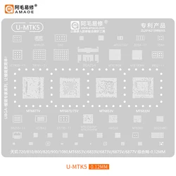 Amaoe U-MTK5 BGA Reballing Stencil Tin for MTK CPU MT6833V MT6853V MT6873 MT6875V MT6877V MT6190W MT6360 BQ25980 MT6359VNP CHIP