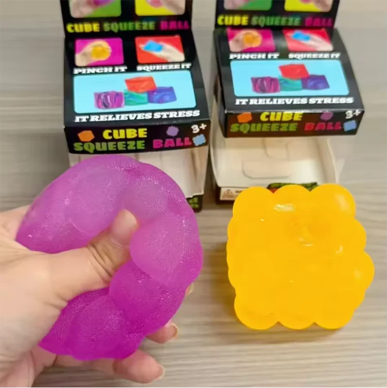 New 4 Kinds Squishy Stress Balls Cube - Ocean Sensory Fidget Toy Slow Rise Squishy Toys for Kids and Adults Squeeze Relax Gift