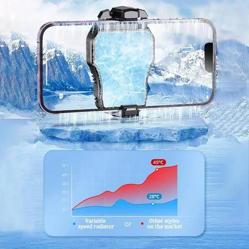 X58 Mobile Phone Semiconductor Cooling Radiator for Live Streaming Back-clip 3 Gear Adjustment Game Cooler for IOS Android PUBG