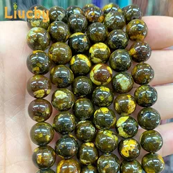 Natural Stone yellow Three Life Smooth Beads for Jewelry Making DIY Rings Bracelets Earrings Accessories 15