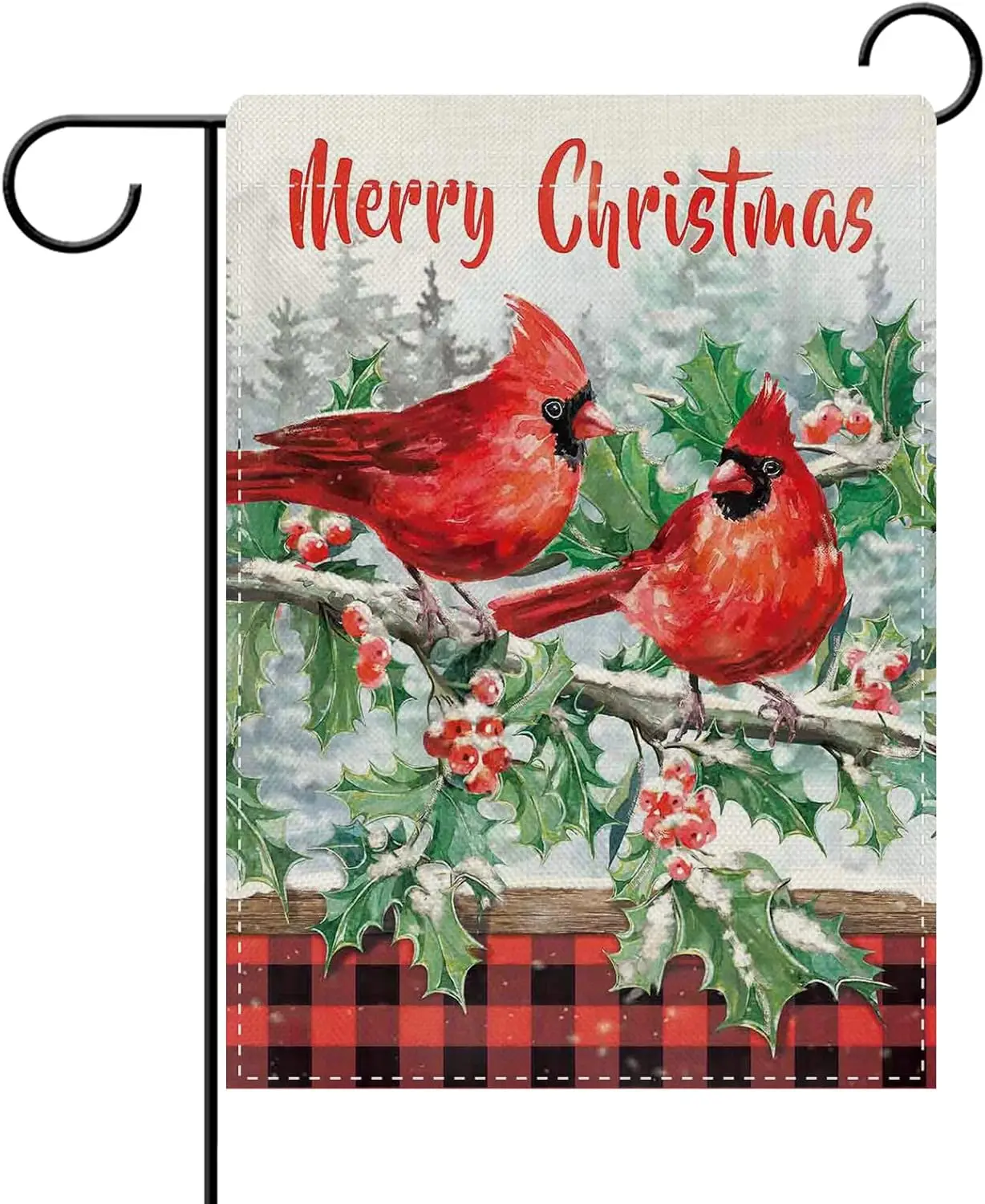 Dyrenson Merry Christmas Cardinal Decorative Garden Flag, Xmas Red Birds Holly Berries Yard Outside Home Decoration, Winter  IIK