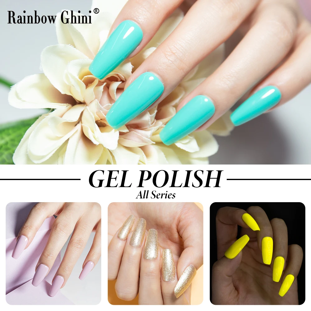 Rainbow Ghini 15ml UV Gel Nail Polish Semi Permanent Varnish Supplies for Professionals Red Black White Nail Gel Art Accessories