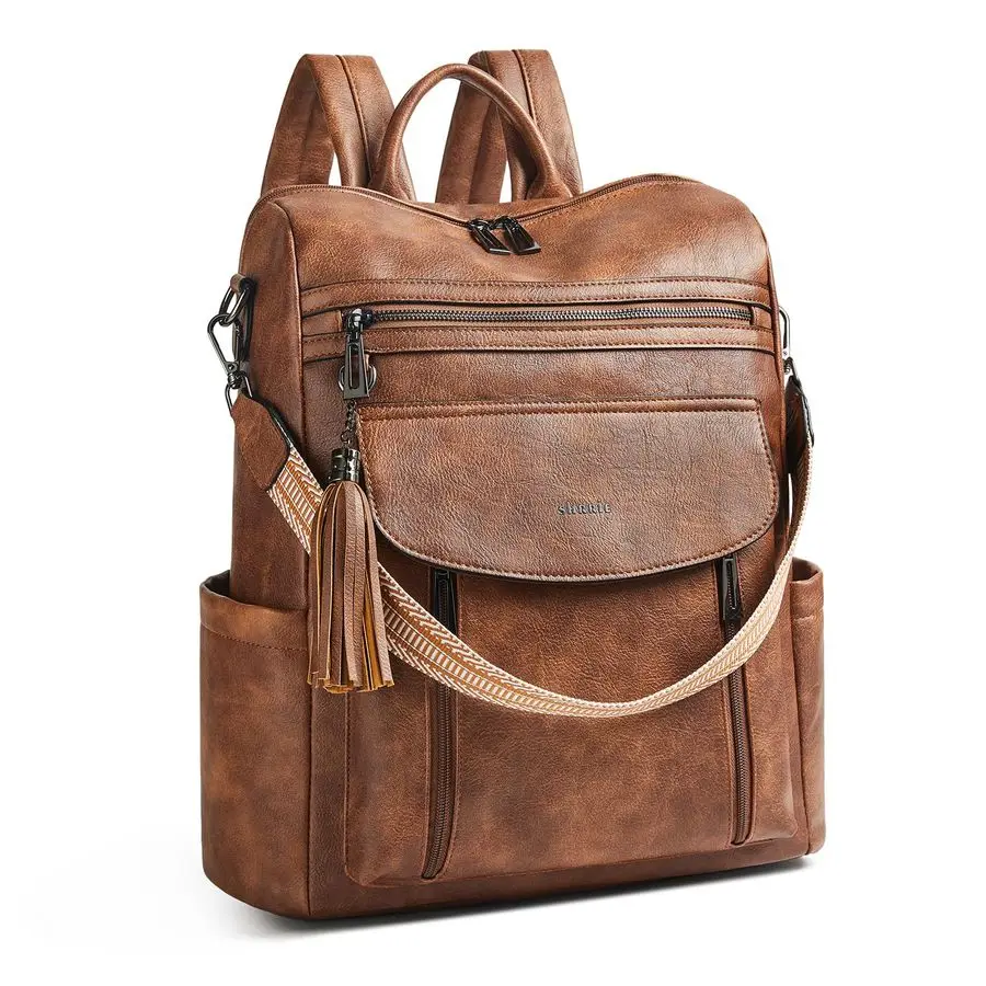 

Backpack for Women 15.6 inch,Travel Leather Backpack Purse Nurse Teacher Carry on Backpack Computer Bag,Professional WaterResist
