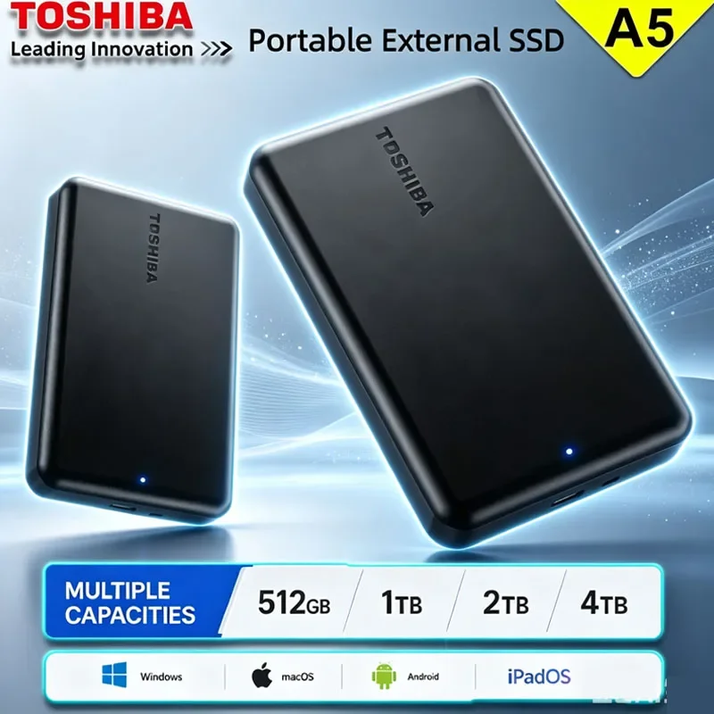 Toshiba A5 Portable External Hard Drive 1T 2T 4T USB3.2 Lightweight PHDD for Tablets PS5 Notebook Desktop Computer