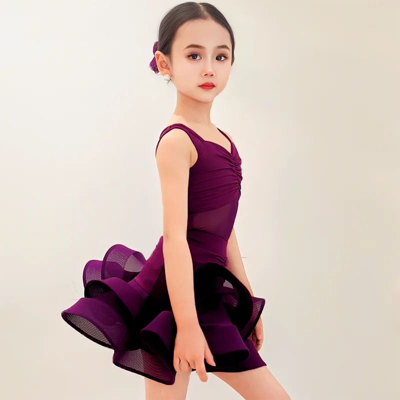 Kids Professional Latin Dance Dress Girls Tango Salsa Samba Ballroom Dance Performance Stage Outfits Costume