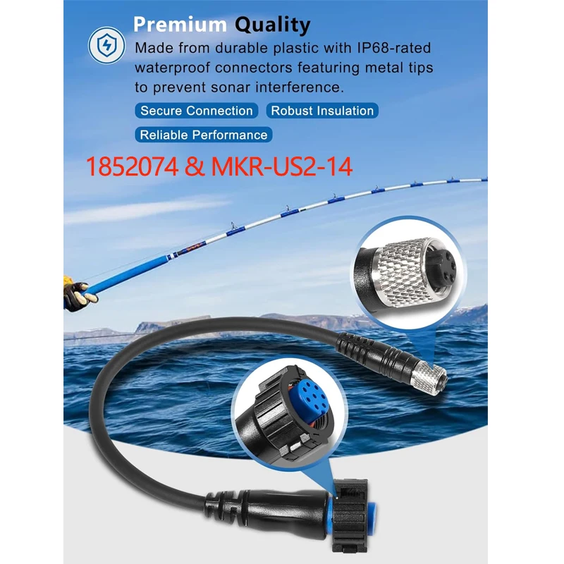 Adaptador de 8 Pines para Sonar de Barco, Cable 1852074 MKR-US2-14, Conector Universal para Sonar 2, Compatible con Garmin echoMAP, Serie GPSmap
