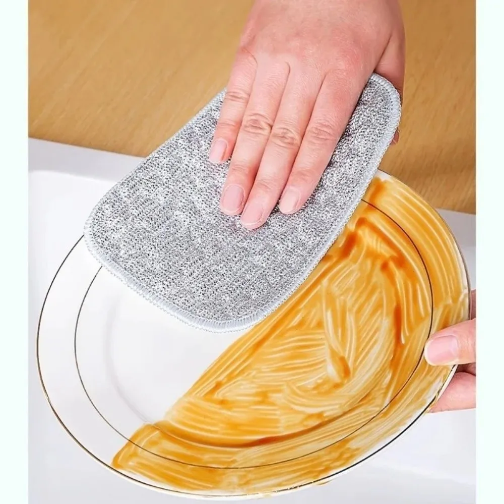

5Pcs Double-Side Dishwashing Sponge Reusable Multi-purpose Wiping Rags Non-Stick Oil Household Kitchen Cleaning Cloths Home Use