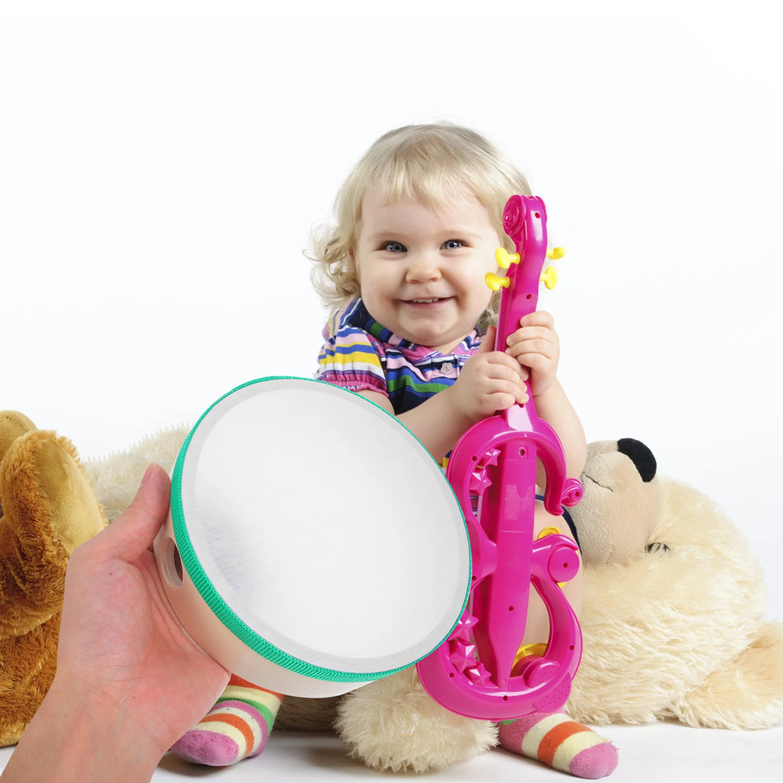 Wooden Hand Drum Musical Instrument Tambourine For Handheld Percussion Gift Party Favor