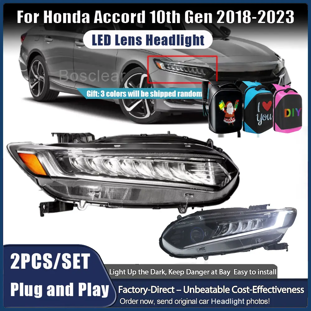 Car For Honda  Accord 10th Gen Headlight 2018-2023 Demon Eyes DRL Dynamic Turn Signal LED Headlamp a Splash of Blue Assembly