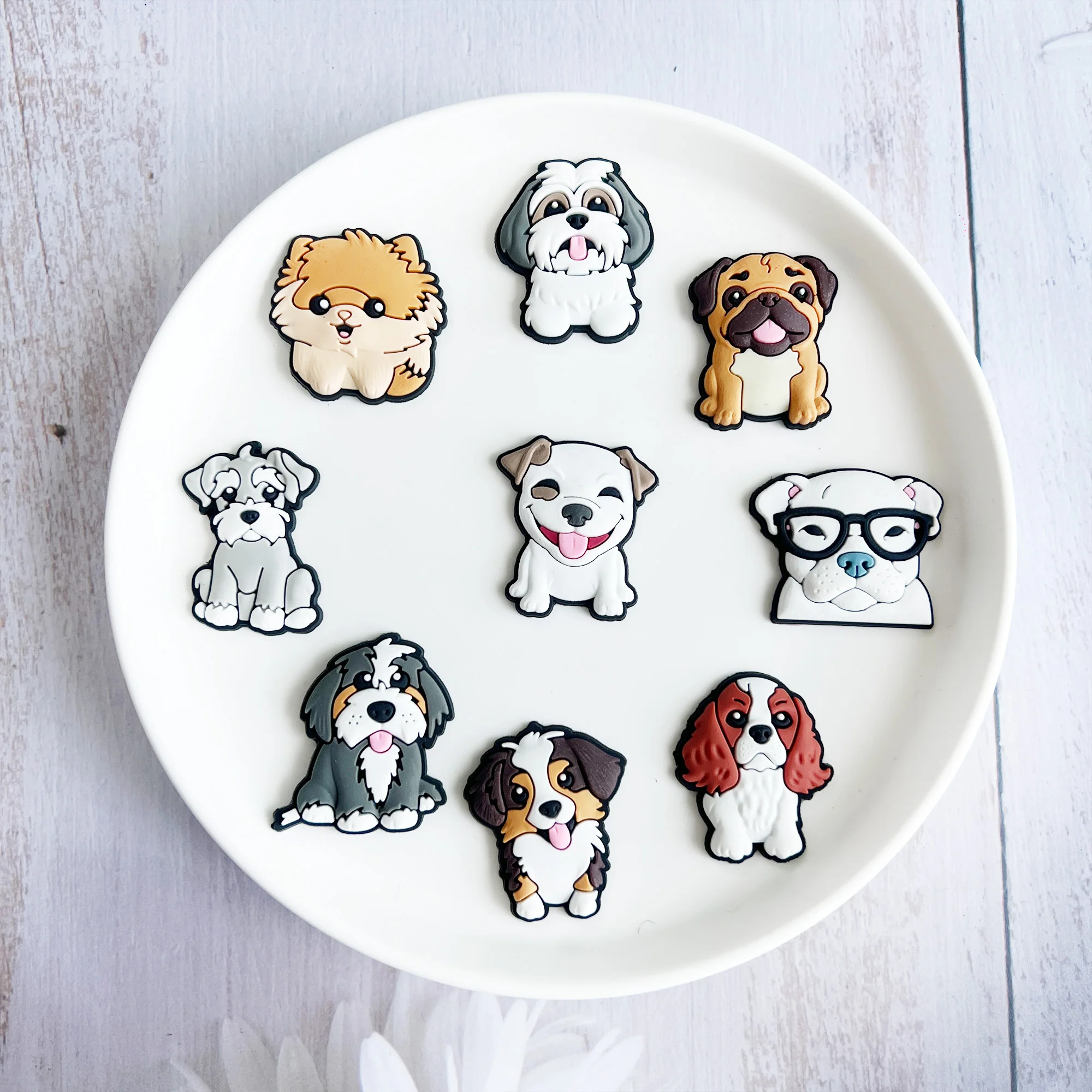7-20PCS Cartoon Animal Dog Series Beagle Puppdog PVC Shoe Charms Garden Shoes Button Decorations DIY Backpack Accessories Gift