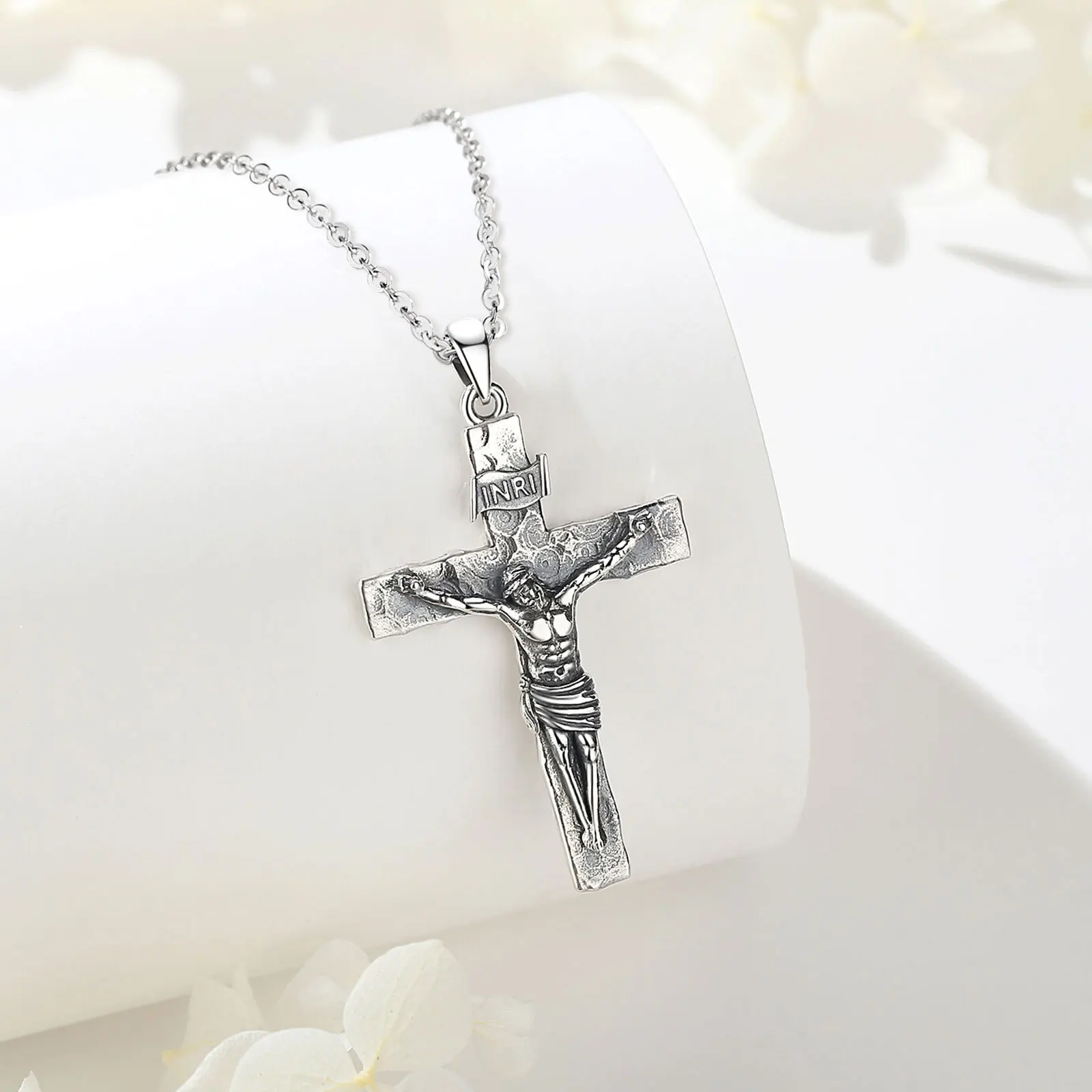 يودورا الصليب الصليب قلادة 925 فضة مطلي 18K الذهب يسوع تميمة قلادة الروحية مجوهرات هدية للرجال والنساء #4