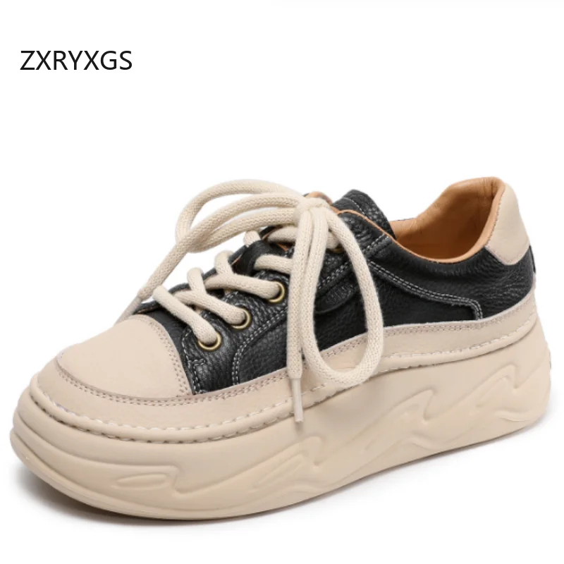 

ZXRYXGS 2025 новые осенние кроссовки премиум-класса с перекрестными ремешками из натуральной кожи, обувь для отдыха, кроссовки на платформе с лифтом, женская модная обувь