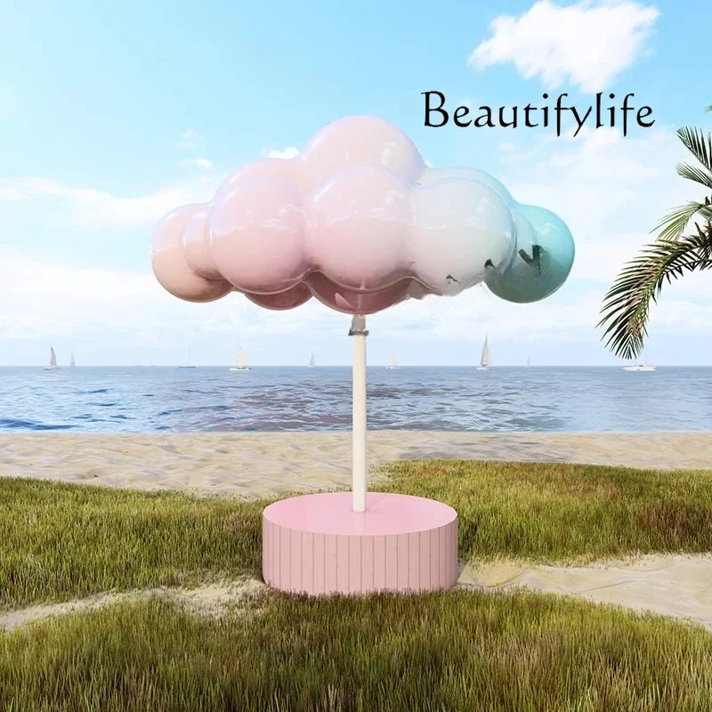 

Outdoor scenic spot clock in rainbow cloud swing seat ornament photo prop layout decoration device landscape
