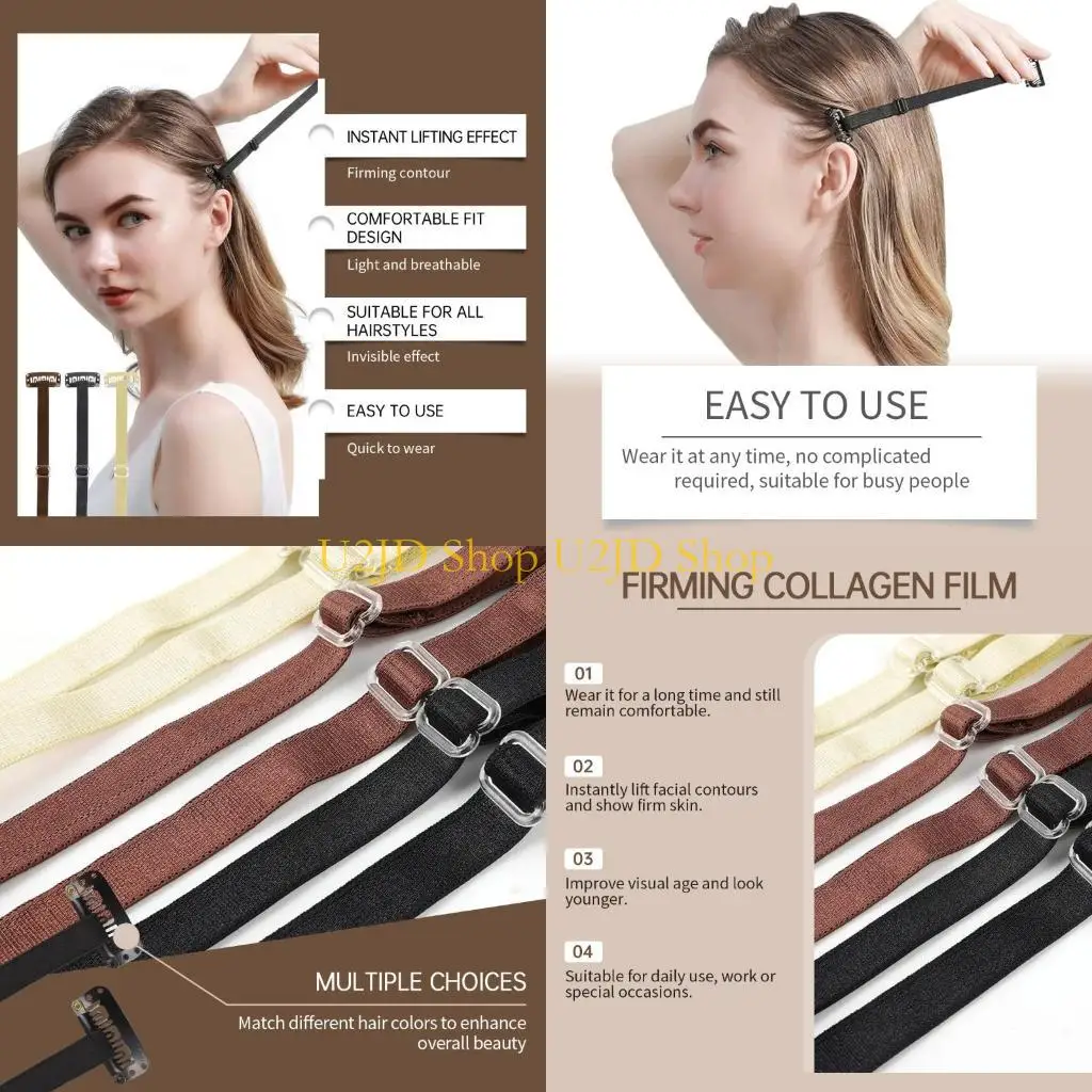 U2JD نظرة طبيعية على حزام رفع الوجه قابلة للتعديل لرفع الذقن ورفع الخد