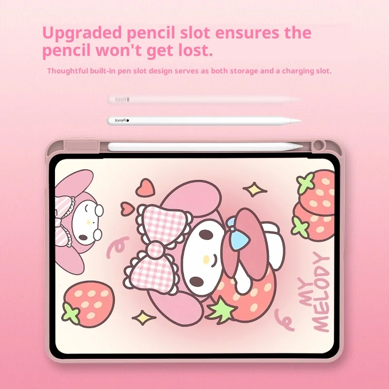 MINISO Hello Kitty Untuk Casing iPad 2025 ipad A16 11in Generasi ke-10 11 Tablet Cover Air 3 4 5 M2 M3 Pro 4 5 6 M4 A17 Pelindung
