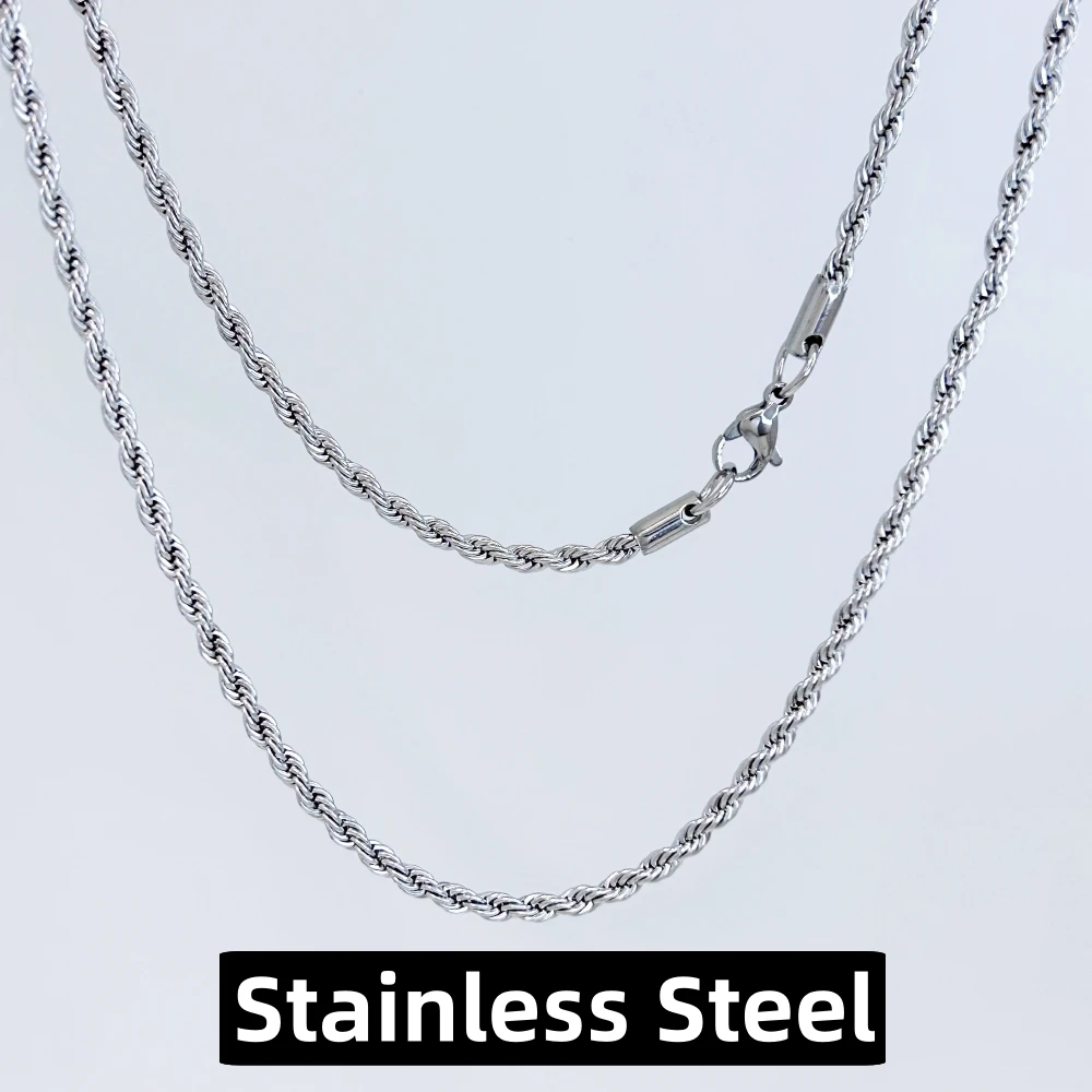 Stainless Steel Rope Chain Necklaces for Men 2/3/4/5 mm Twisted Figaro Chains Collar Man's Jewelry Accessories Waterproof