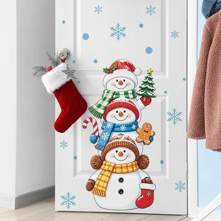 Cartoon Schneemann Schneeflocke Wandaufkleber Weihnachten Wohnzimmer Hintergrund Dekoration Wandbild Heim Festlich Verschönernde Dekor-Aufkleber – Detail 5
