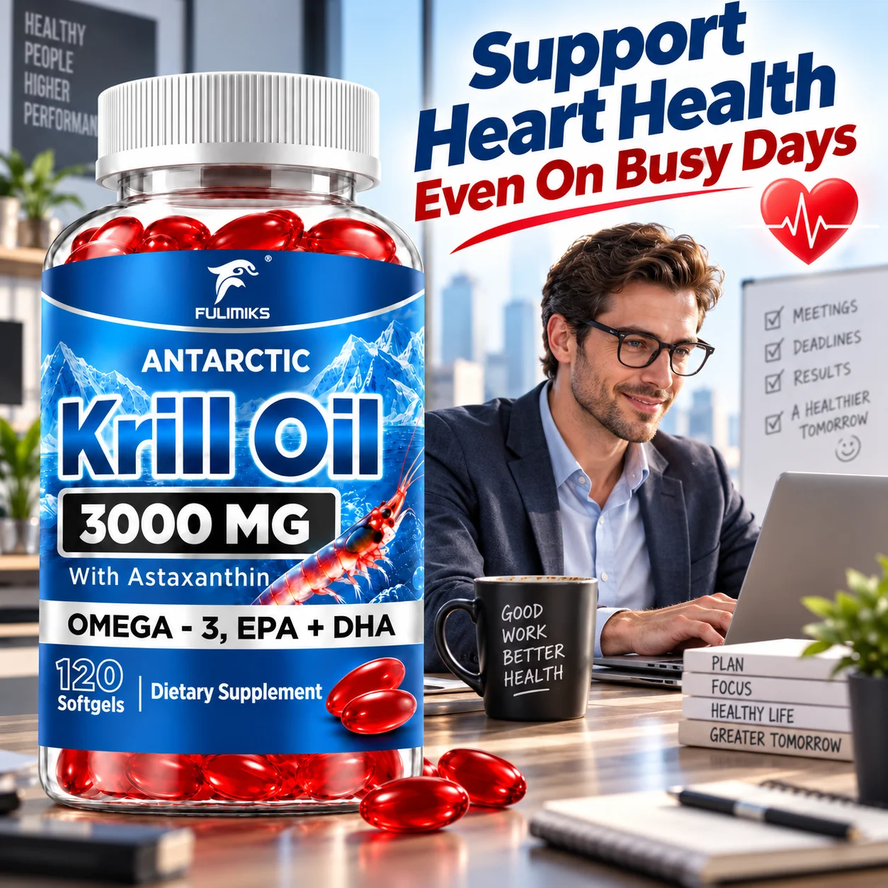 南極クリルオイルサプリメント、オメガ3 EPA DHA & - Krill Oil Supplement のレビューと価格