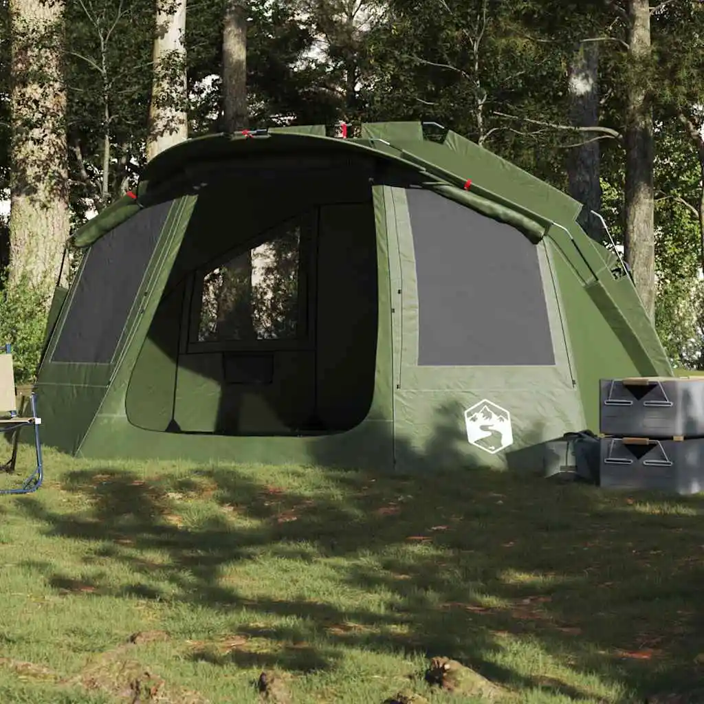 Tente de pêche pour 5 personnes, vert olive, imperméable, équipement de camping portable pliable pour la famille, auvent anti-UV