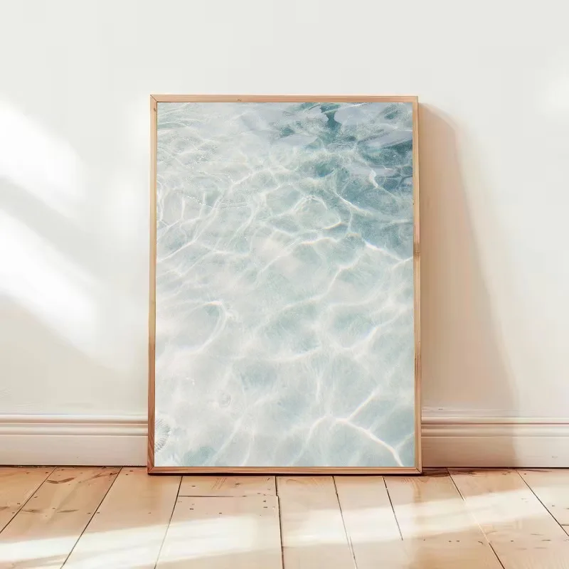 Abstract Ocean Waves Peaceful Glitter Water Pool Reflection Nature Aesthetic Canvas Poster Wall Art Pictures Home Decor