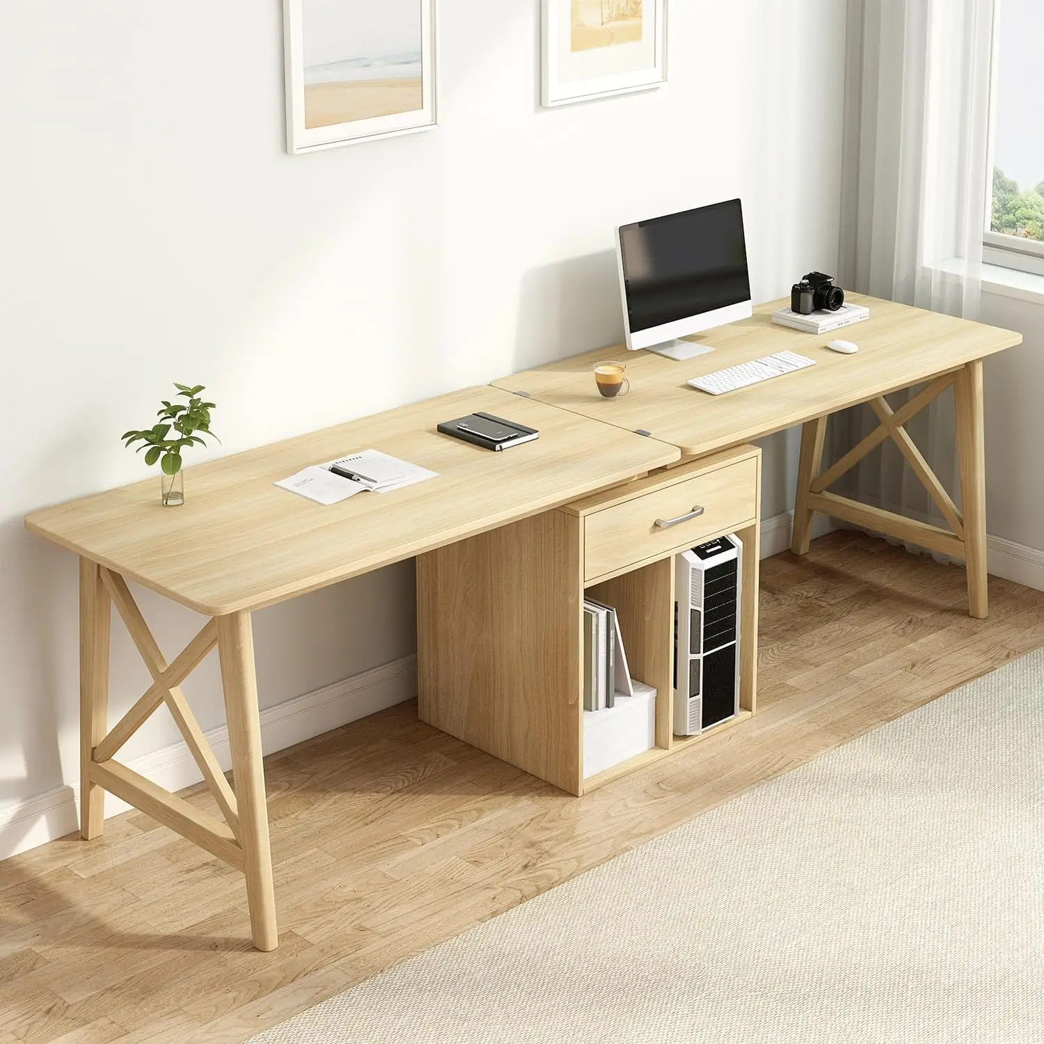 2-Person Desk With Storage Cabinet - 94