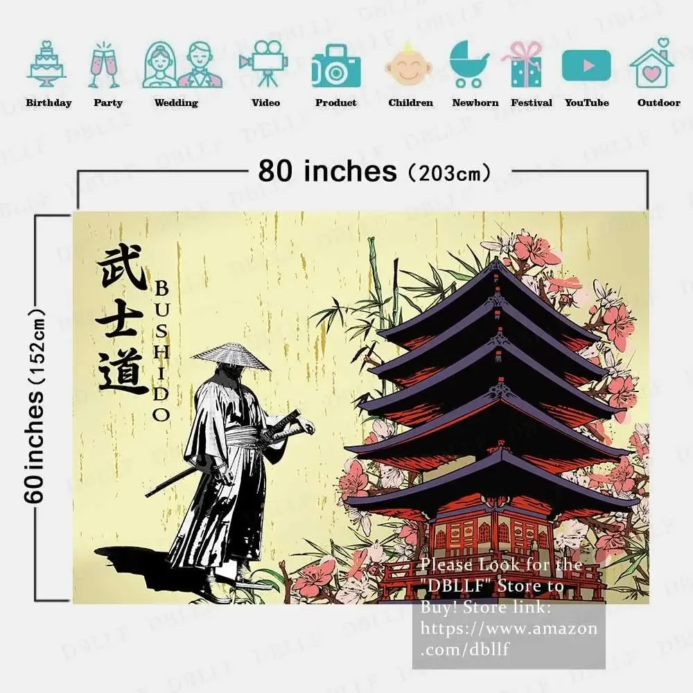 Anime Japanese Bushido Wall Hanging Tapestry,Samurai Cherry Blossom Room Decor,Japanese Style Wall Hanging Tapestries