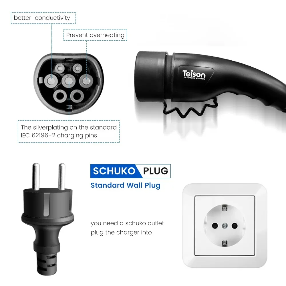 Teison Mode2 for 16A EV Charging Station Level 2 Ac Ev Charger