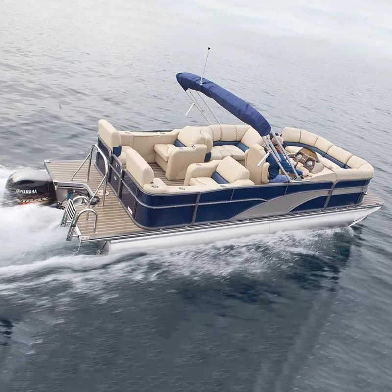 Customized 4-Person Aluminum Pontoon Catamaran Boat Welded Workmanship Sport Style for Family Outdoor Entertainment Floating Use
