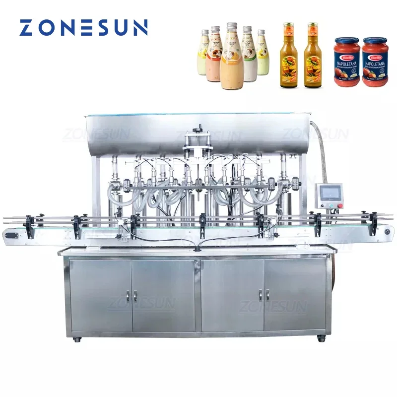ZONESUN YT8T-8G automatique 8 têtes pâte liquide bouteille Machine de remplissage miel confiture jus savon détergent Machine de remplissage
