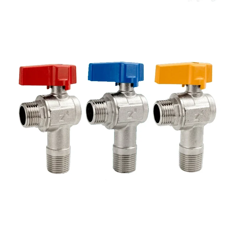 High Flow Triangle Valve Water Heater Hot and Cold Water Switch Brass Ball Valve 1/2