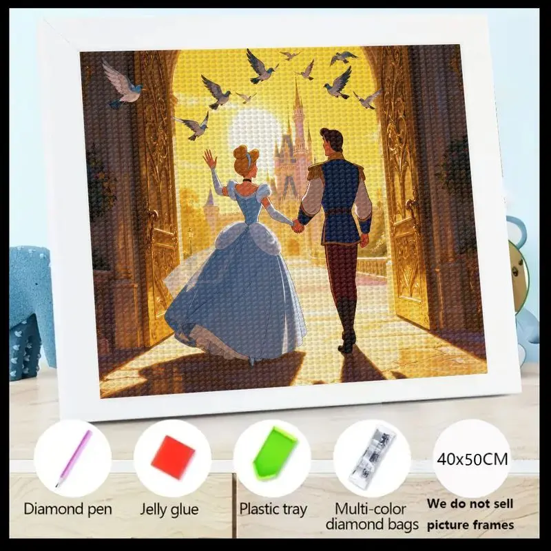 

1 шт. очаровательный Золушка и принц, очаровательный сказочный романтический 5D DIY полный дрель, набор для алмазной живописи, вышивка кристаллами и стразами