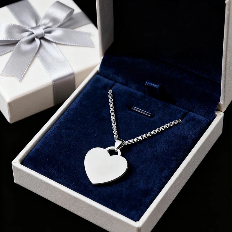 قلادة صور محفور مخصصة من ووكسيت من الفولاذ المقاوم للصدأ للنساء والرجال محفور بالليزر تاريخ الاسم صندوق صور Logol سلسلة مجوهرات #2