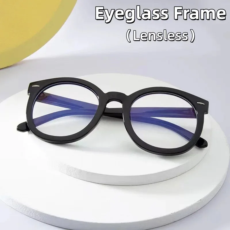 Modische Anti-Blaulicht-Brille mit großem Rahmen, runder Reiskorn-Nagel-Myopie-Brille, schwarze Retro-Myopie-Brille mit dickem Rahmen