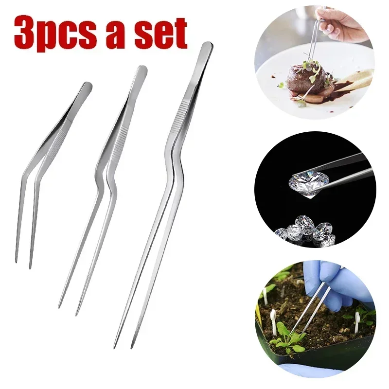 

3 Sizes Kitchen Tweezer BBQ Food Tweezer Clip Mini Chief Tongs Stainless Steel Portable for Picnic Meat Barbecue Cooking Tool