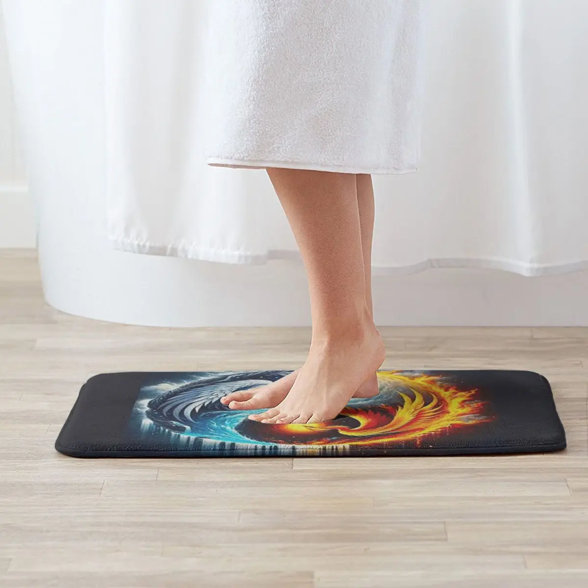 Yin yang dragão e phoenix impresso capacho água à prova de óleo tapete cozinha entrada casa tapete para banheiro footpad tapetes