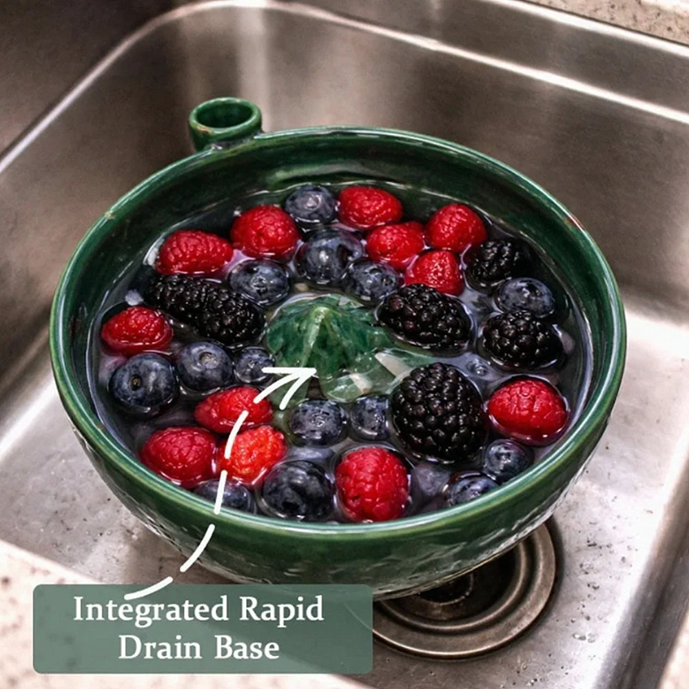 Ceramic Self Spinning Berry Bowl, HydroBowl Fruit Wash,360 Degree Cleaning Berry And Vortex Fruit Washer Container
