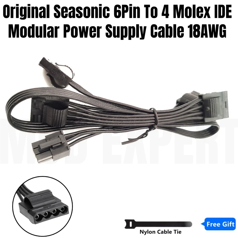 Original Seasonic 4 Molex IDE 4Pin Peripheral Straight Modular Power Cable for Seasonic G-750 G-650 G-550 G-450 G-360 Power Unit