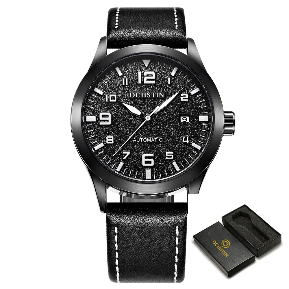 OCHSTIN Mann Mechanische Pilot Armbanduhren Luxus Selbst Wind Leder Mechaniker Männliche Uhr Auto Datum Relogio Masculino Geschenk für Männer