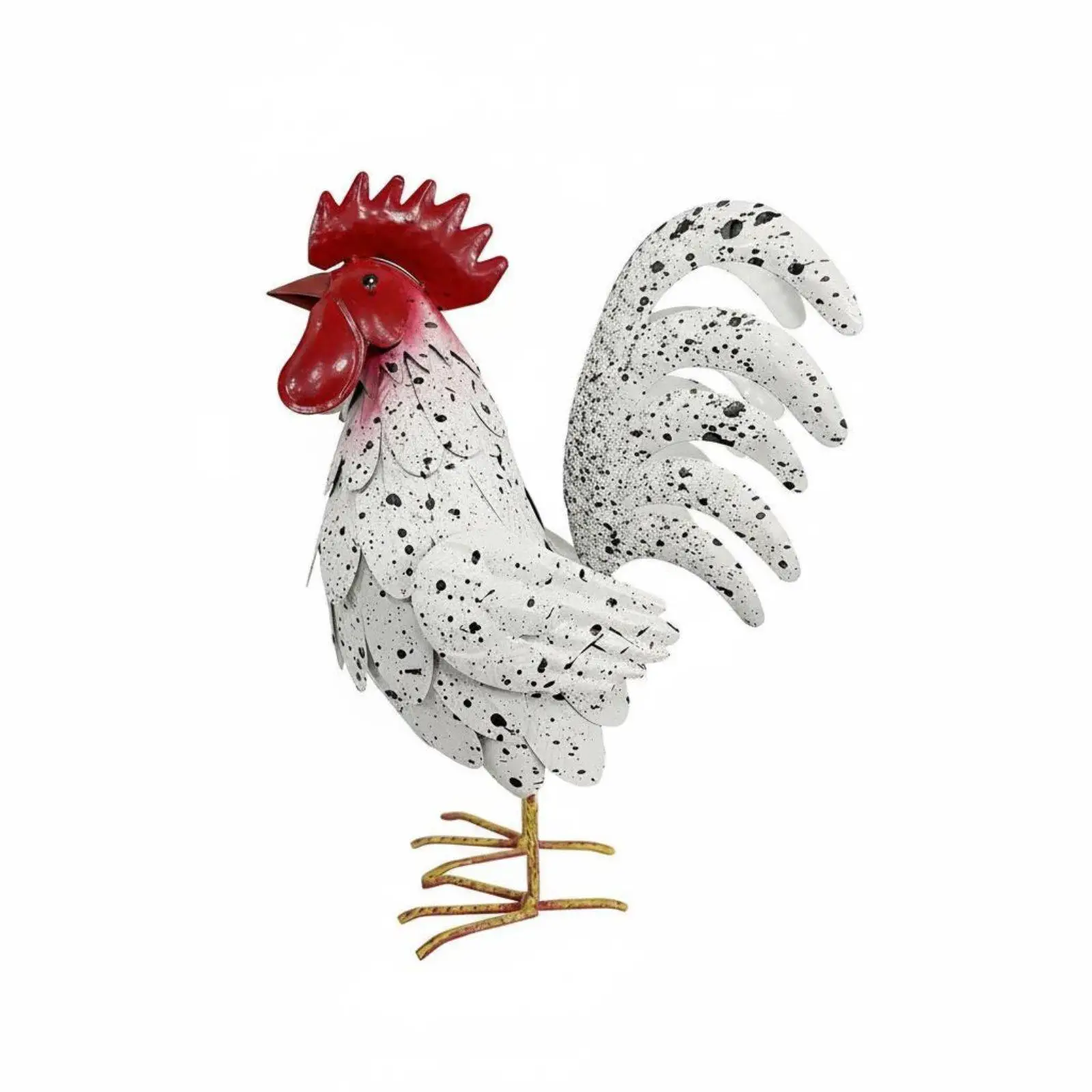 Metal Cockerel Statue Handcrafted Look Iron Cockerel Figurine 3D Textured Metal Chicken Ornament