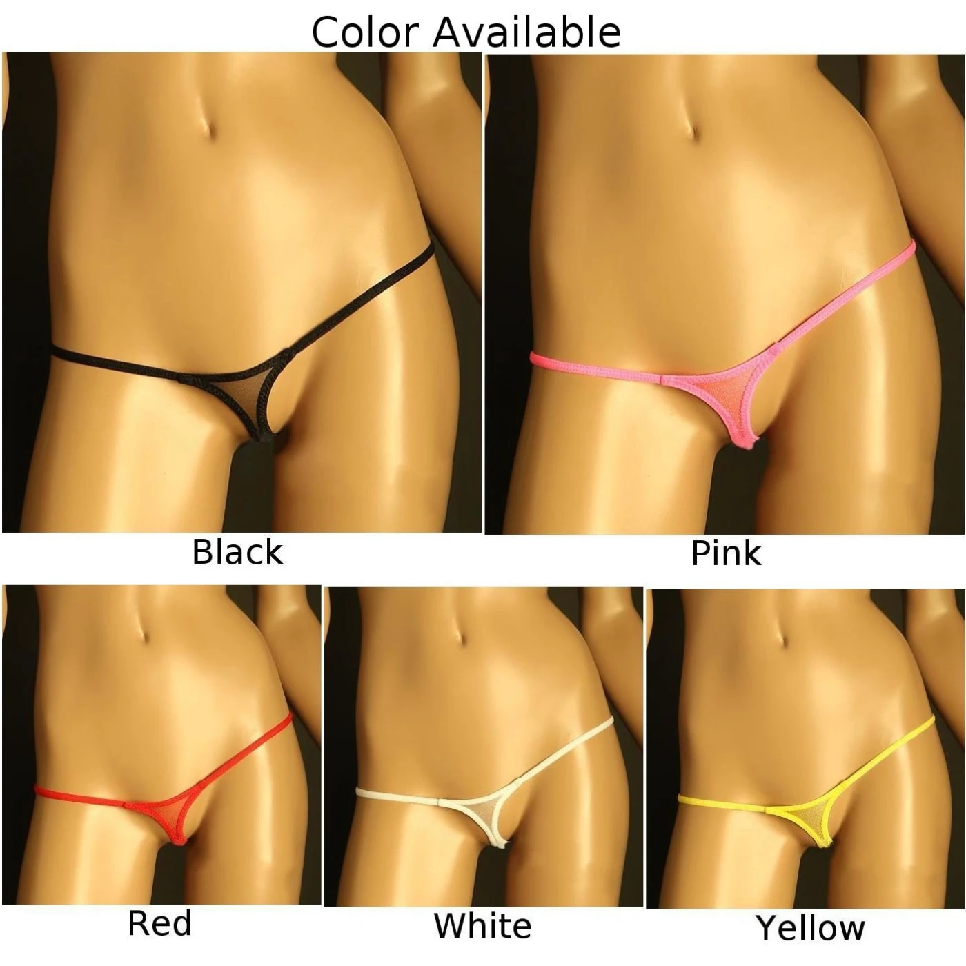 Womens Sexy Thong G-String Underwear Hollow Out Exposed Butt Bikini Panties Lingerie Mesh Tempting Transparent Mini Porn Panties