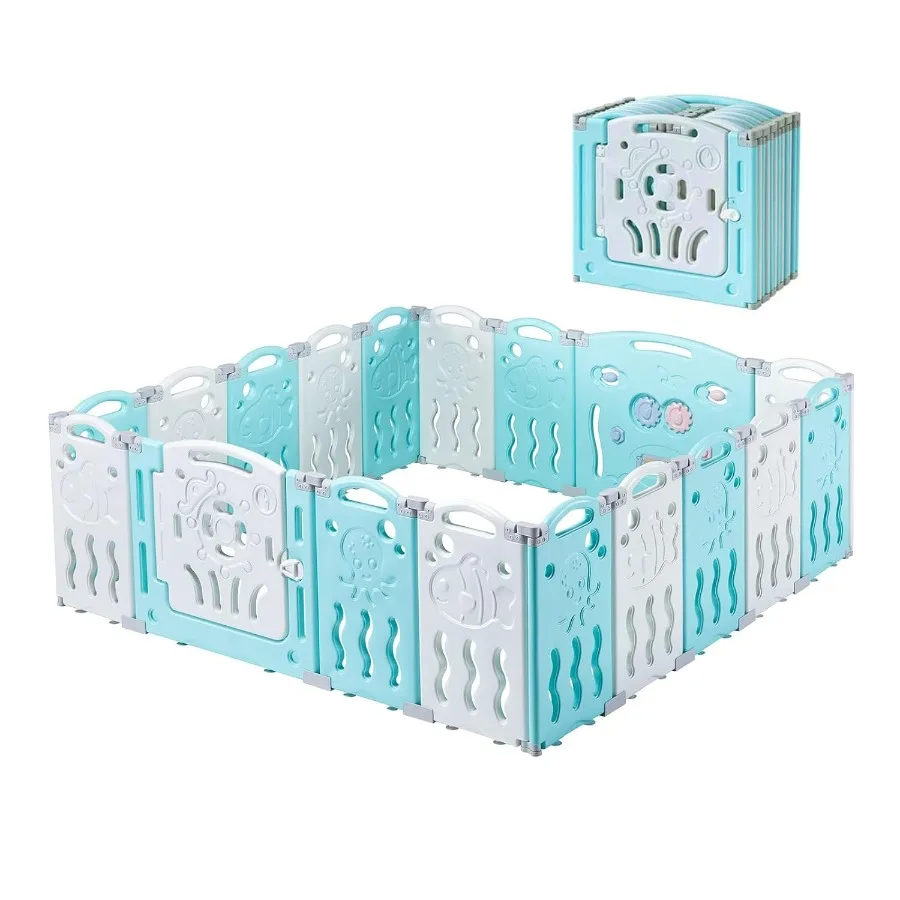 Recinzione per bambini 18 pannelli Box pieghevole Centro giochi di sicurezza per bambini Cortile Forma regolabile Design portatile per bambini all'aperto al coperto