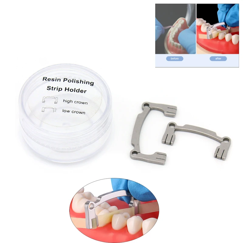 2PCS Dental Polishing Strip Holder Set Metal Hand Held Finishing Dentist Oral Cavi Tool For Resin Teeth Grinding