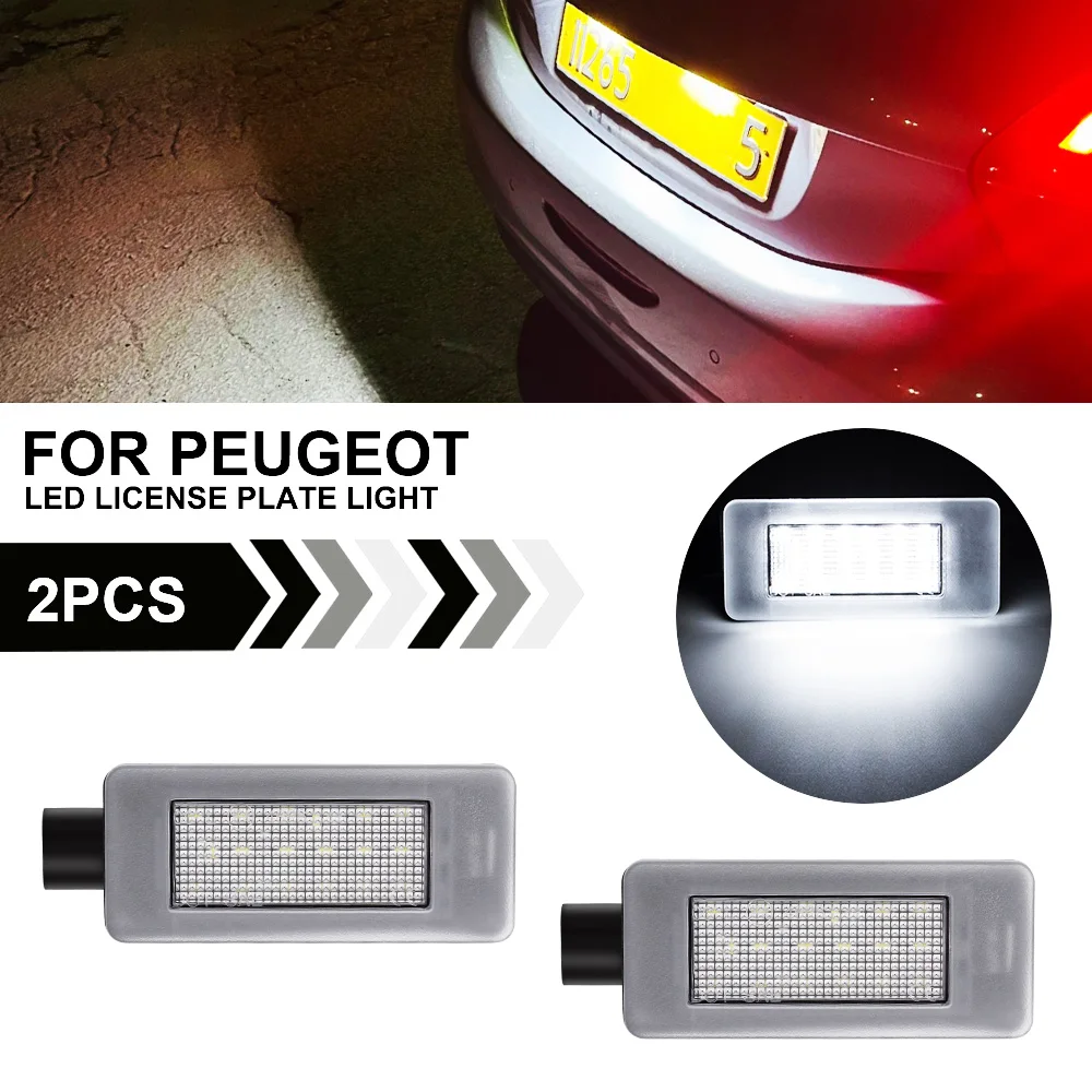 2PCS For Peugeot 308 II 3008 207 CC 208 2008 5008 LED License Plate Light Citroen C4 Picasso C5 III Number Plate Lamps