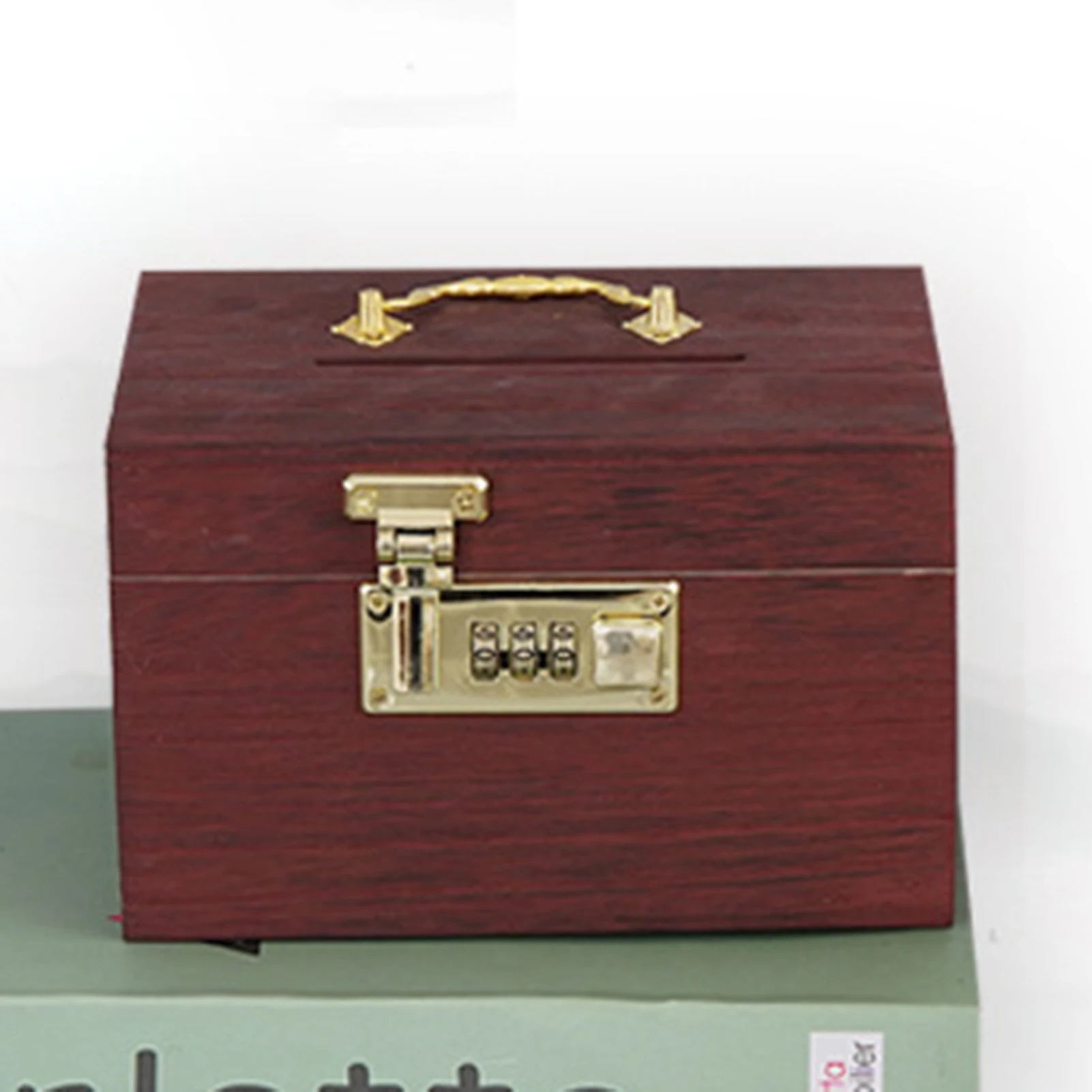 Vintage Wood Treasure Money Bank Coin Bank with Lock Security Code Money Box Treasure Box for Children